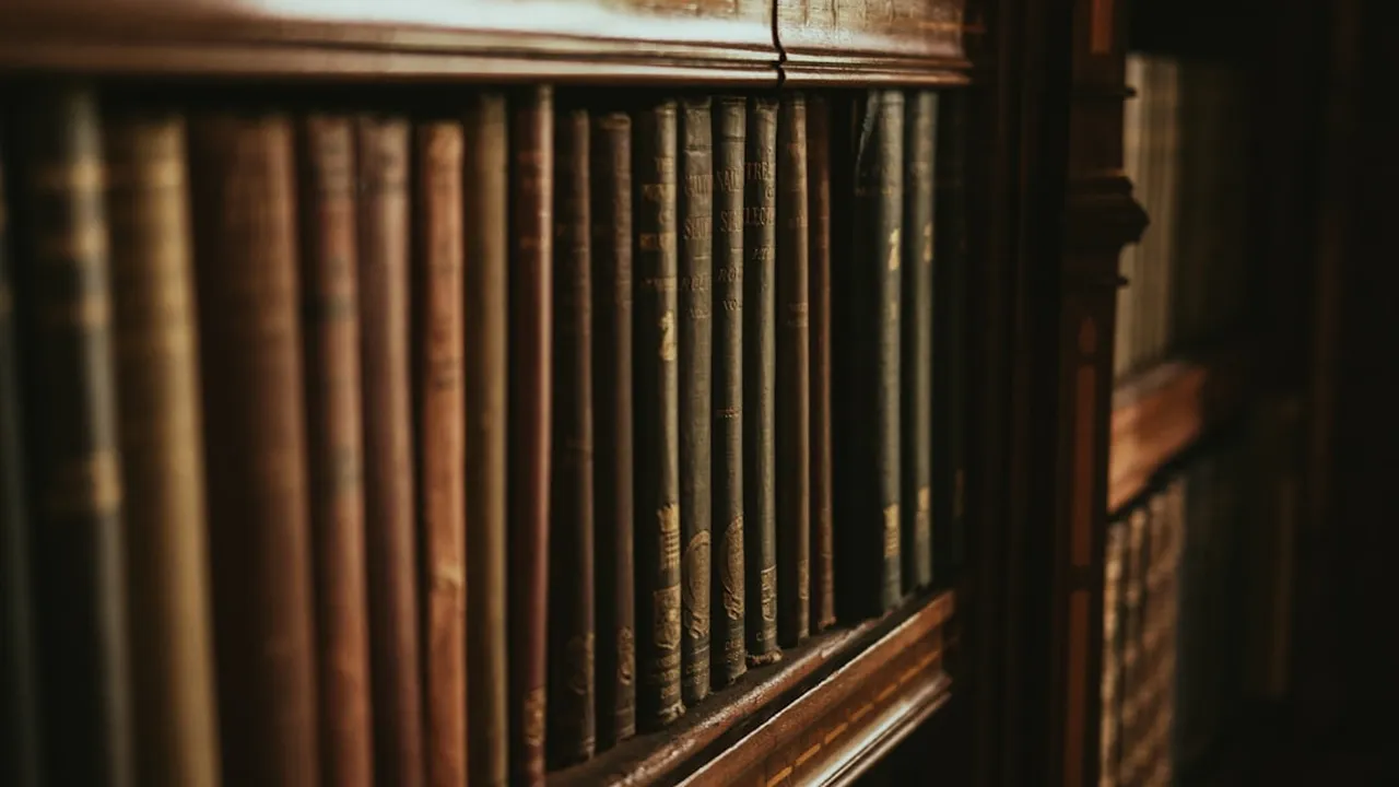 취향지능(TQ)의 이론적 계보가 담긴 고전 양장본이 빼곡한 책장