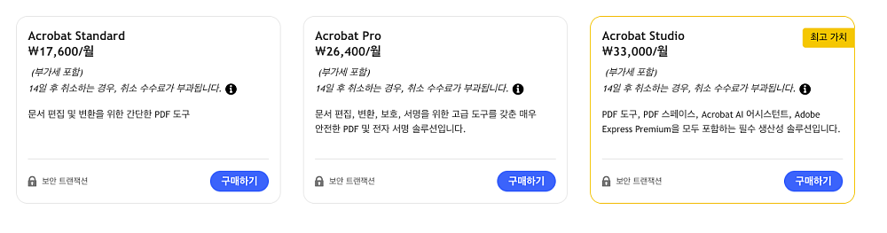 어도비 아크로뱃 프로 가격 무료 리더보다 좋은 기능 1 어도비 아크로뱃 프로 가격
