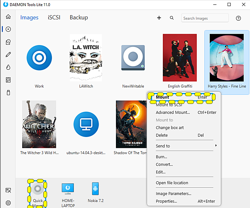 데몬툴즈 다운로드·사용방법 총정리 | Daemon Tools 무료판, 윈도우 기본 기능과 차이는? 4 데몬툴즈 마운트 화면