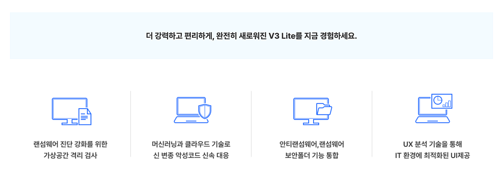 V3 다운로드 바로가기 | V3 Lite 무료 설치·설정·사용하는 방법 https://www.ahnlab.com 2 V3 Lite 기능
